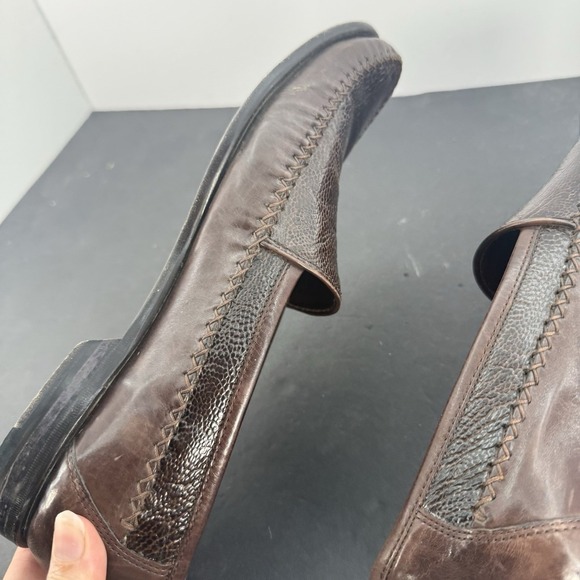 Johnston & Murphy Brown Croc Loafers Men's 10.5 M Leather Casual Shoes Slip On - Picture 14 of 16